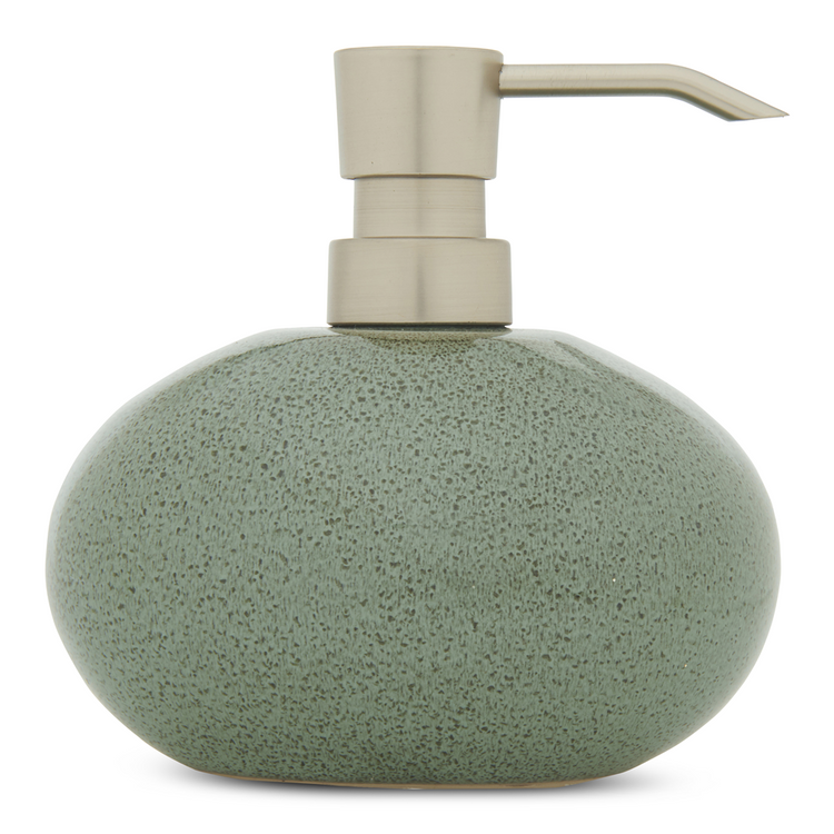 soap dispenser ceramic pebble green 14x10x13cm