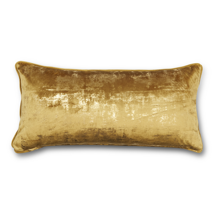 scatter pillow ochre velvet with gold foil print 35x70