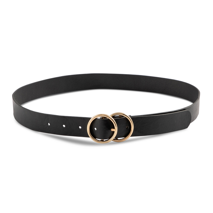 Women's Black Double Buckle Belt