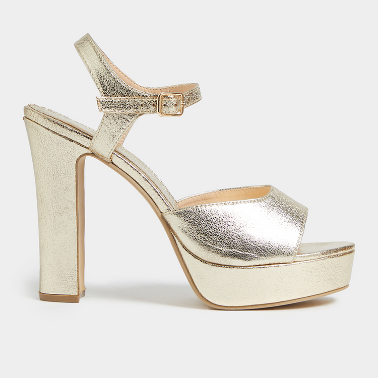 Women's Gold Platform Heeled Sandals
