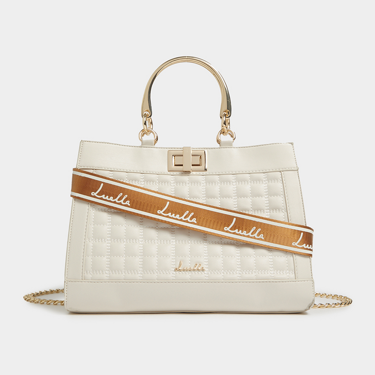 Luella Quilted Metal Handle Mini Tote Bag Luella Quilted Metal Handle Mini Tote Bag